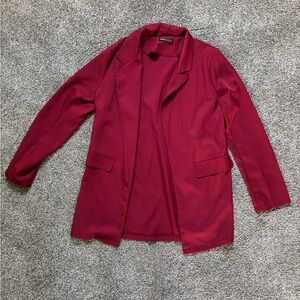 SHEIN Red Blazer Tailored Suit Jacket